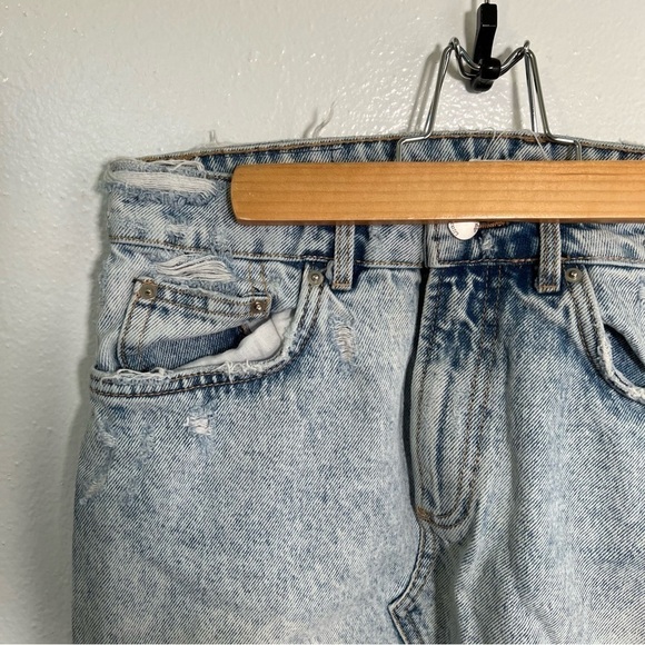 Zara Trafaluc Cut Off Denim Mini Skirt Acid Wash - Picture 3 of 14